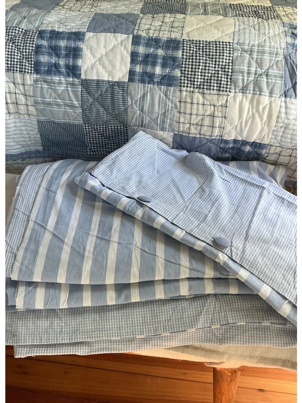 NWOT Garnet Hill Gingham / Stripes 100% Cotton Duvet